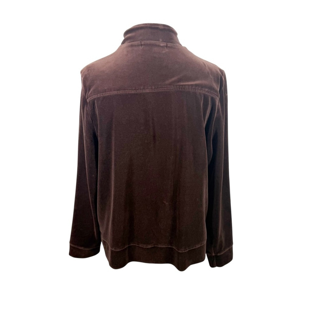 Ralph Lauren LRL Brown Velour Track Jacket Zip Up 90s 00s Vintage Soft Size 1X - Picture 7 of 10
